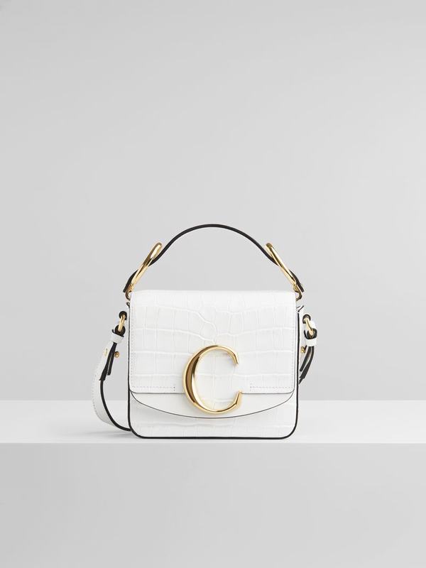 Mini Bolsos Mujer Chloé C Blancas Suede FEDH64083